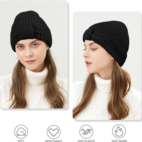 Womens Knit Beanie Hat - Stretchy Soft Warm Daily Touque - Picture 8 of 11